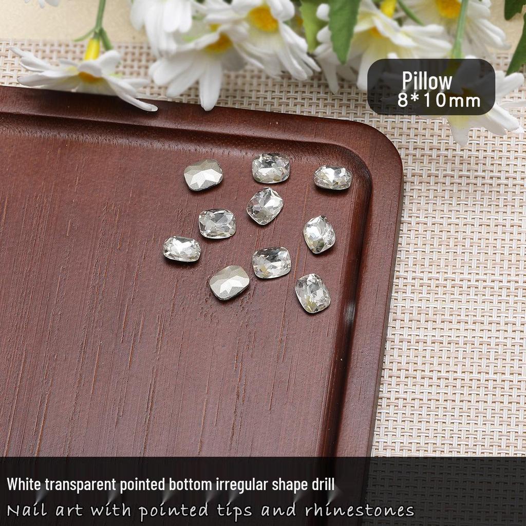 Nail Art Rhinestones: Transparent Pointed Hearts, Axe Heads, Square Rock Candy - Super Shiny Press-on Decorations