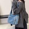 Solid Color Denim Trendy Shoulder Bag for 2026 High Quality Fashi Zipper Large Capacity Versatile Women's Crossbody Bag