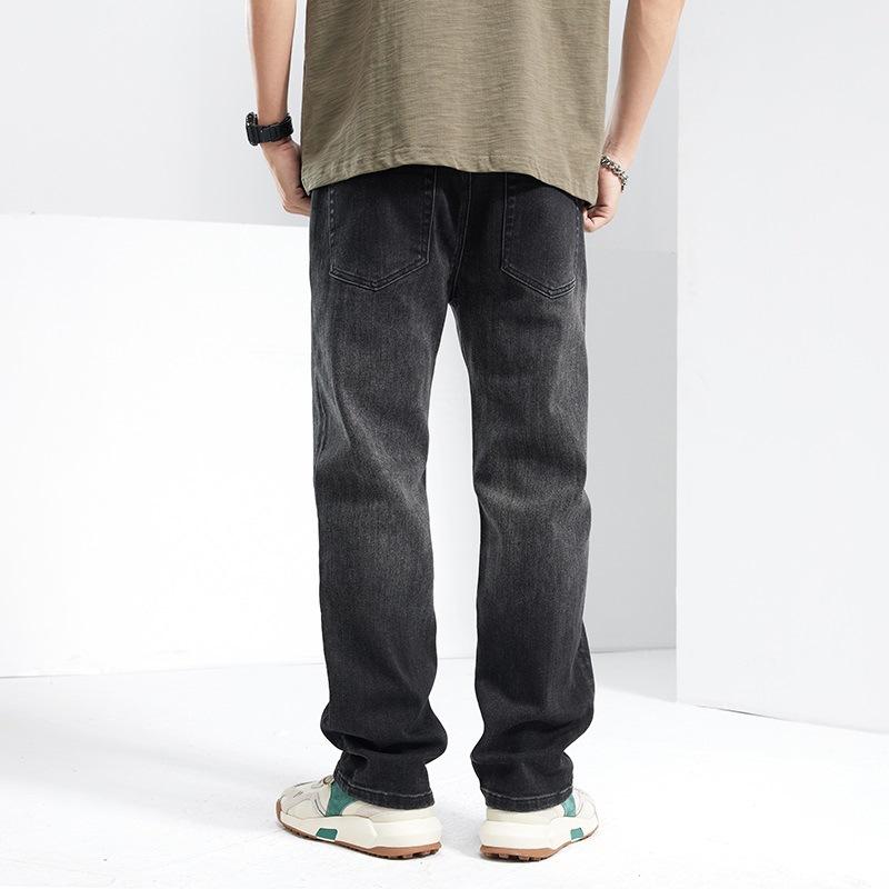 New Spring and Summer Men's Loose Straight American High Street Stretch Black Jeans