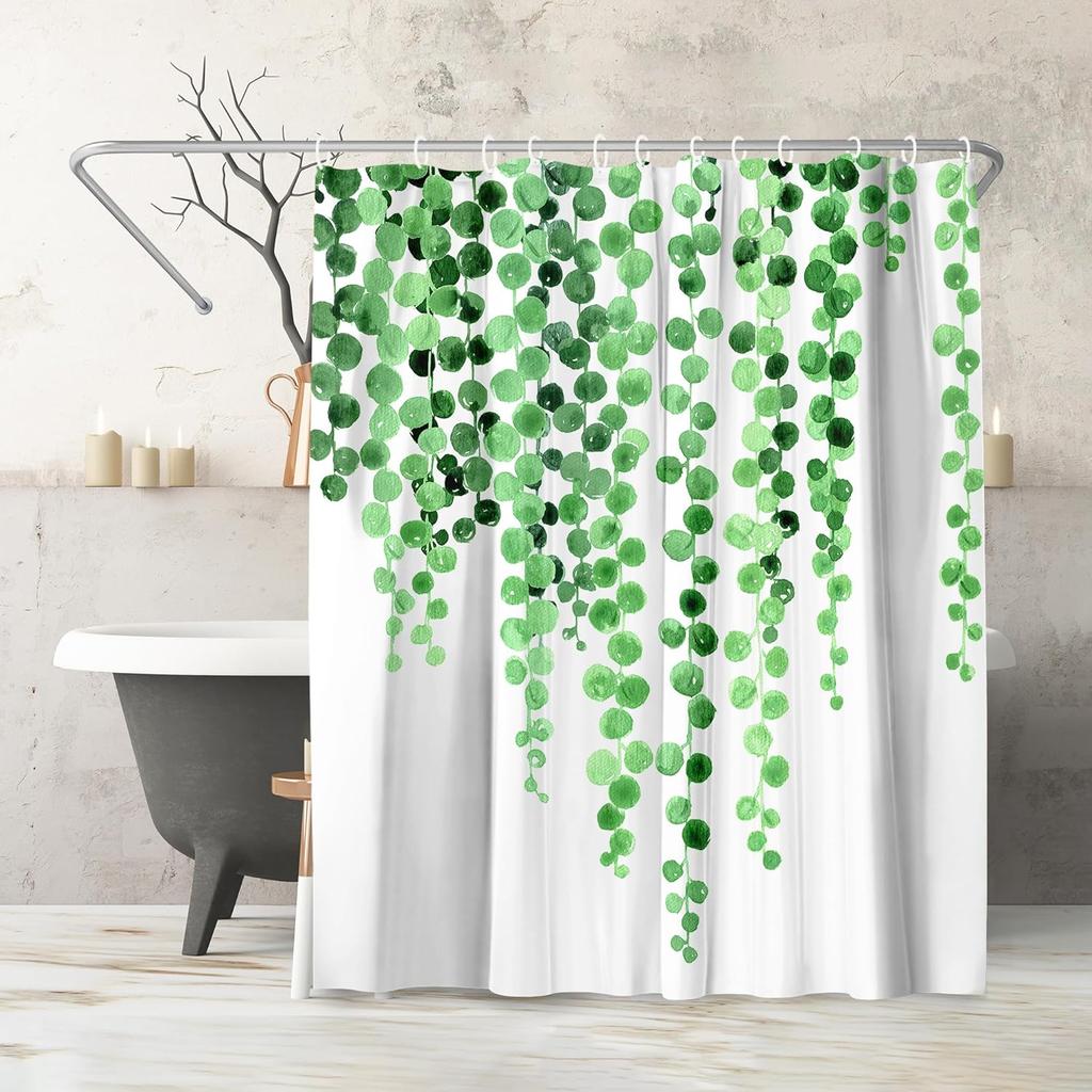 Beach Shower Curtain - Water-Resistant Long Shower Curtain with Coastal Landscape Design - Durable Metal Grommets and 12 Hooks