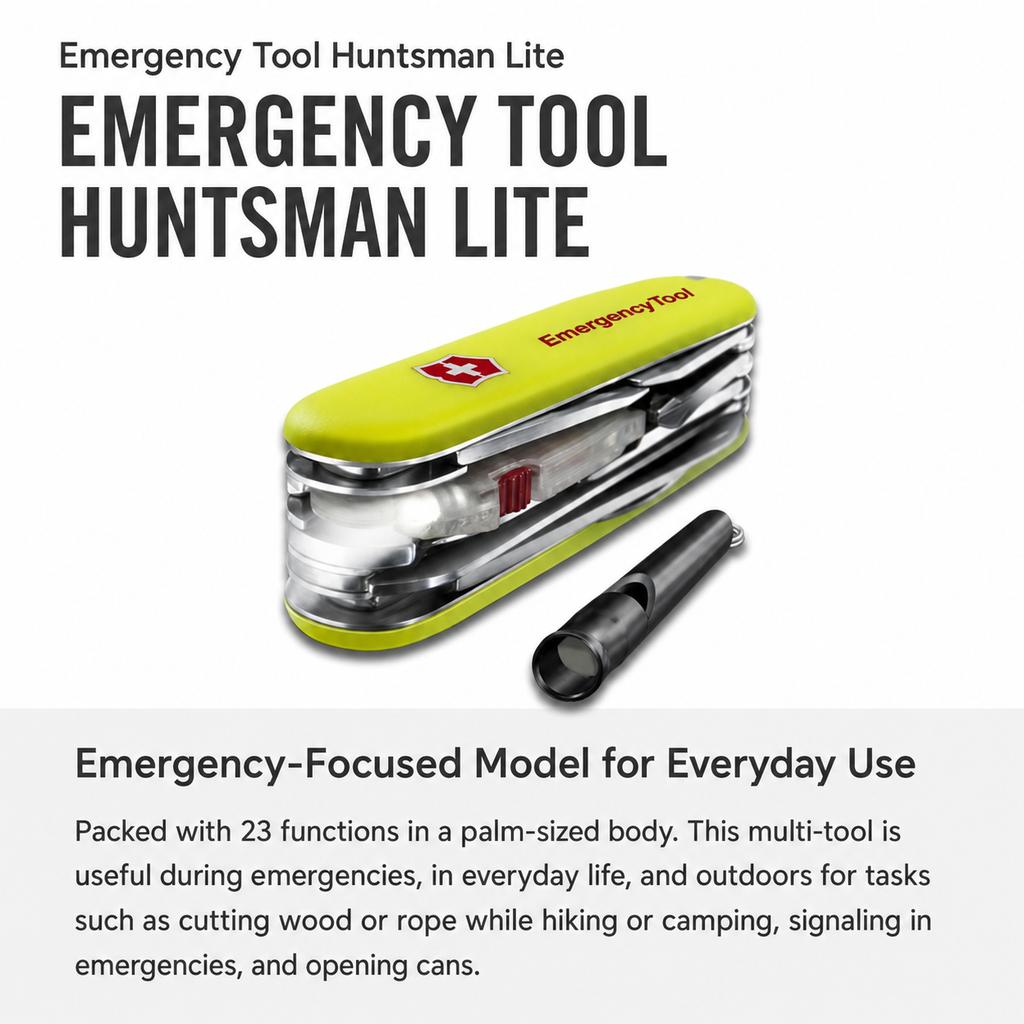 Victorinox Emergency Tool Huntman Light Multifunctional Knife Disaster Prevention Goods with Luminous LED Light Camping Scissors Saw Swiss Made with