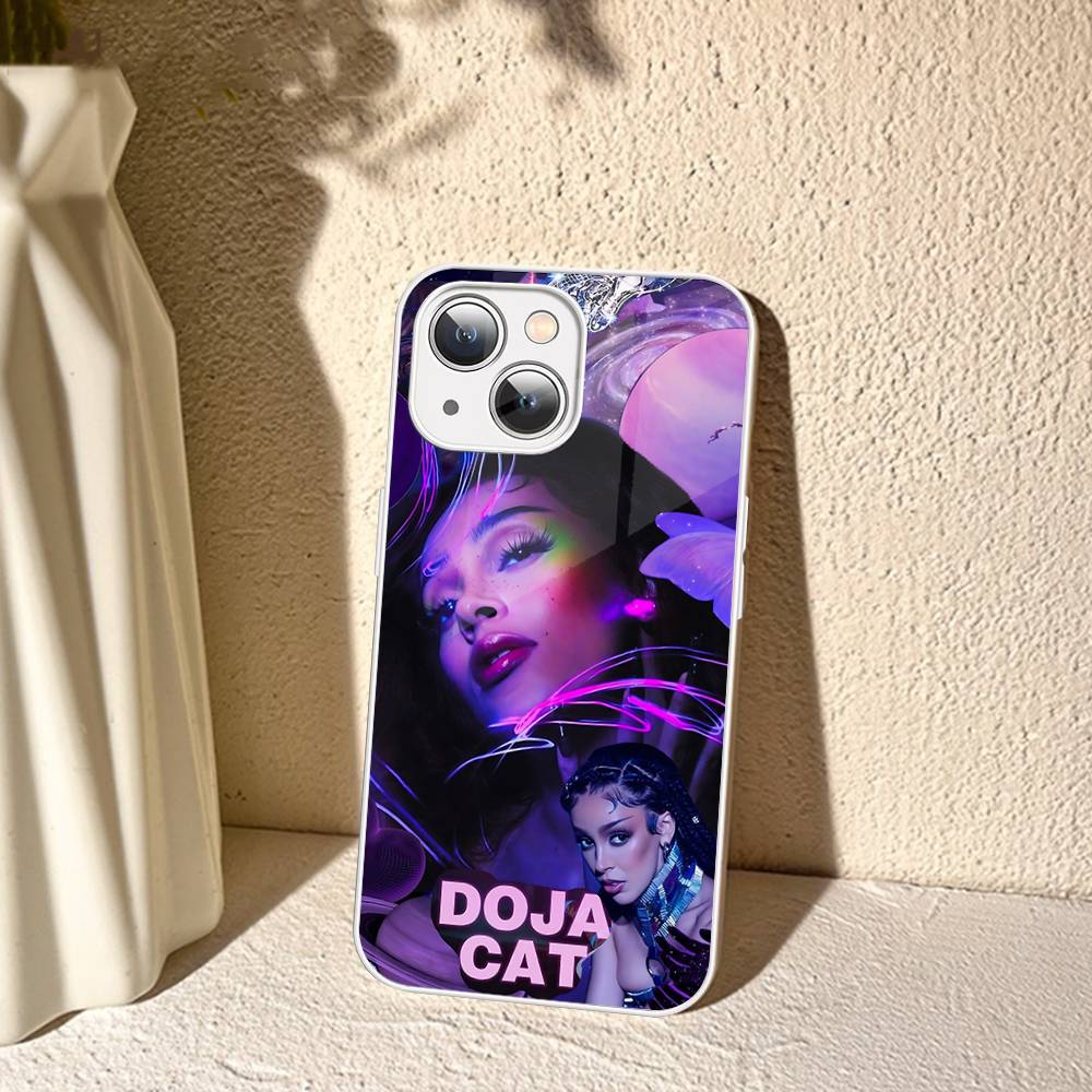 Doja Singer C-Cat For IPhone 14 13 12 Mini 11 Pro XS Max X XR 14 Plus Tempered Glass Cover
