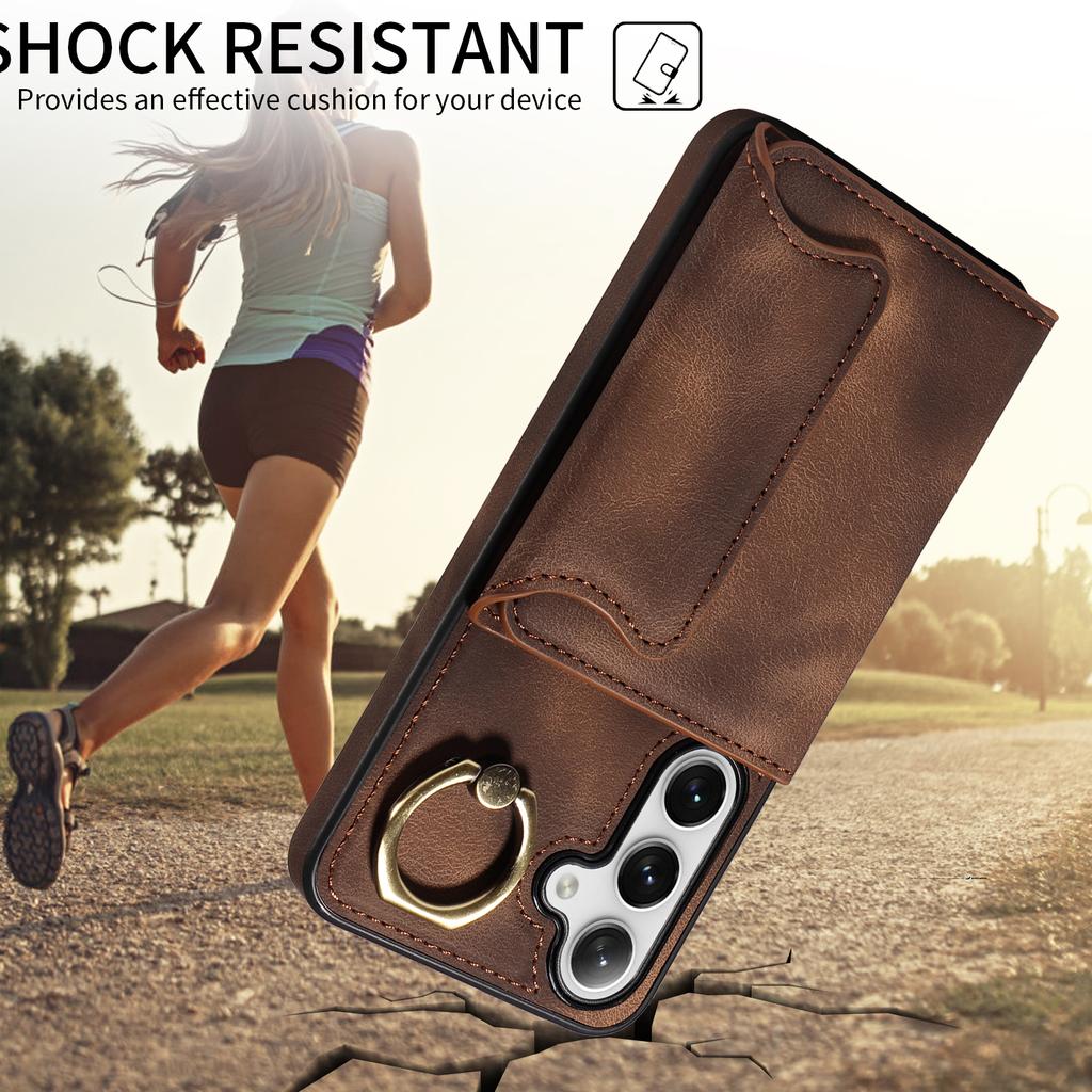 for Samsung Galaxy S24 series.for Samsung Galaxy S24, S24+, S24 Ultra Ring Bracket Card Holder Slots Cover Phone Case