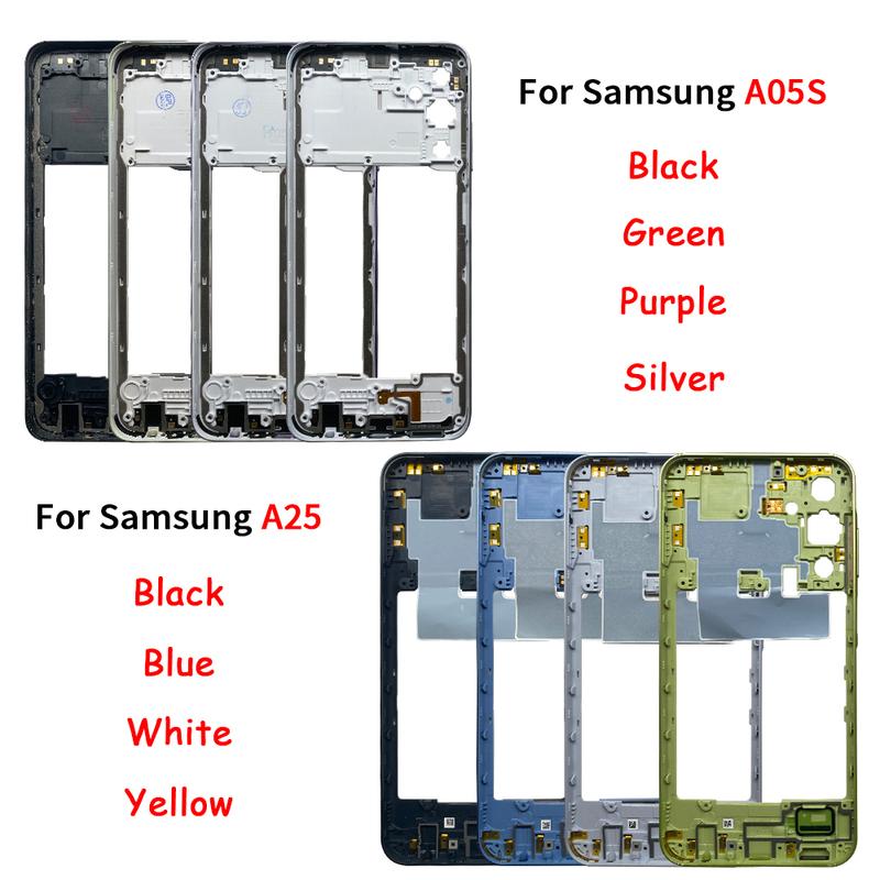 Housing Middle Frame Plate Case With Back Rear Camera Lens Repair Parts For Samsung A05 A05S A15 4G A155F 5G A156B