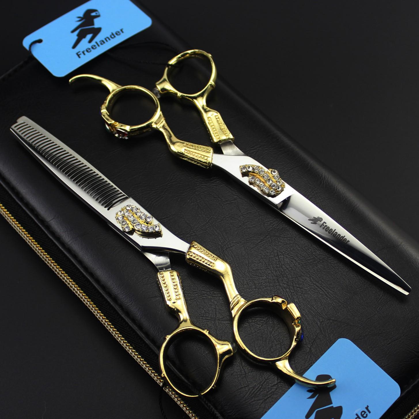 6  Ножницы для стрижки Freelander Gold Diamond (440C TB-64) с чехлом 6.0 inch Straight Scissors (TB-64)