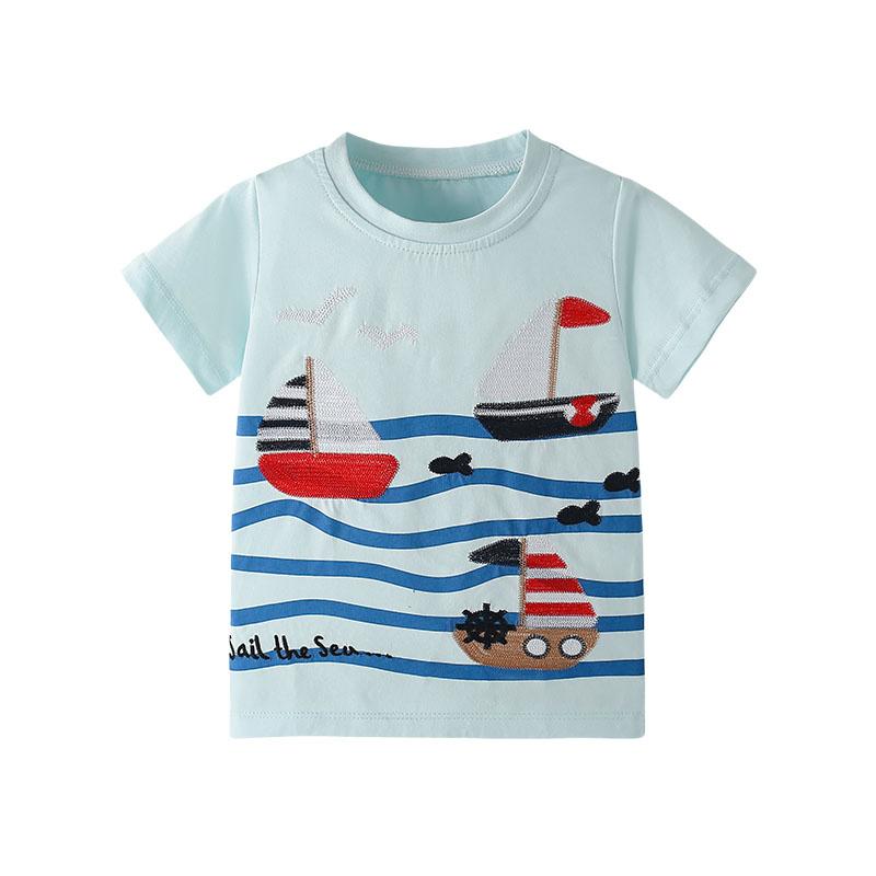 Boys and Girls Rocket Team Children's T-shirt Summer Girls' T-shirt Baby Clothing Children's T-shirt Top