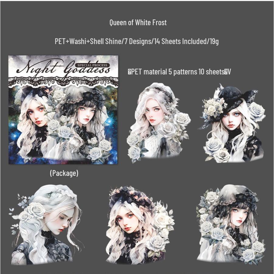 Beautiful Day Shell Light & Dark Night Goddess Journal Decorative Stickers - 6 Styles