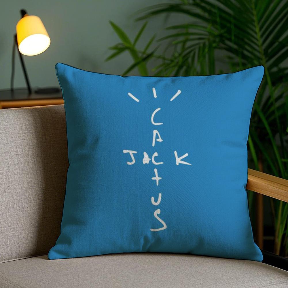 Cool C-Cactus Jack Cushion Cover Plush Fabric Soft Double-Sided Printed Invisible Zipper Sofa Pillow Case Home Decor