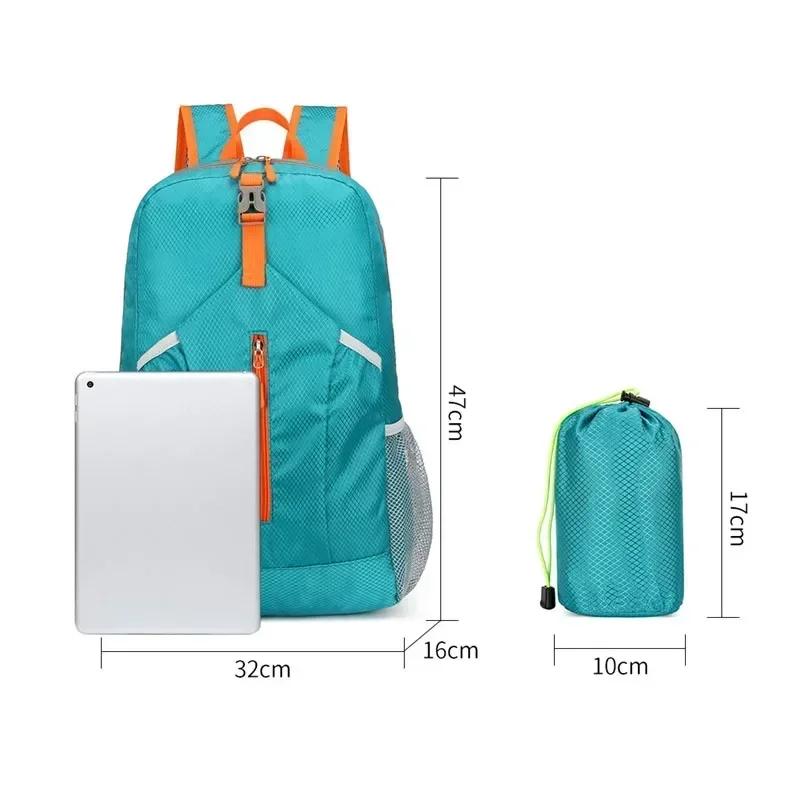 25L Light Folding Waterproof Unisex Hiking Fitness Camping Waterproof Climbing Travel Bag Outdoor Sports Leisure Backpack