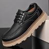 Men's 2023 Genuine Leather Casual Shoes - Trendy, Versatile, Thick Sole, Height Increasing, Anti-slip, Soft Sole, Lace-up