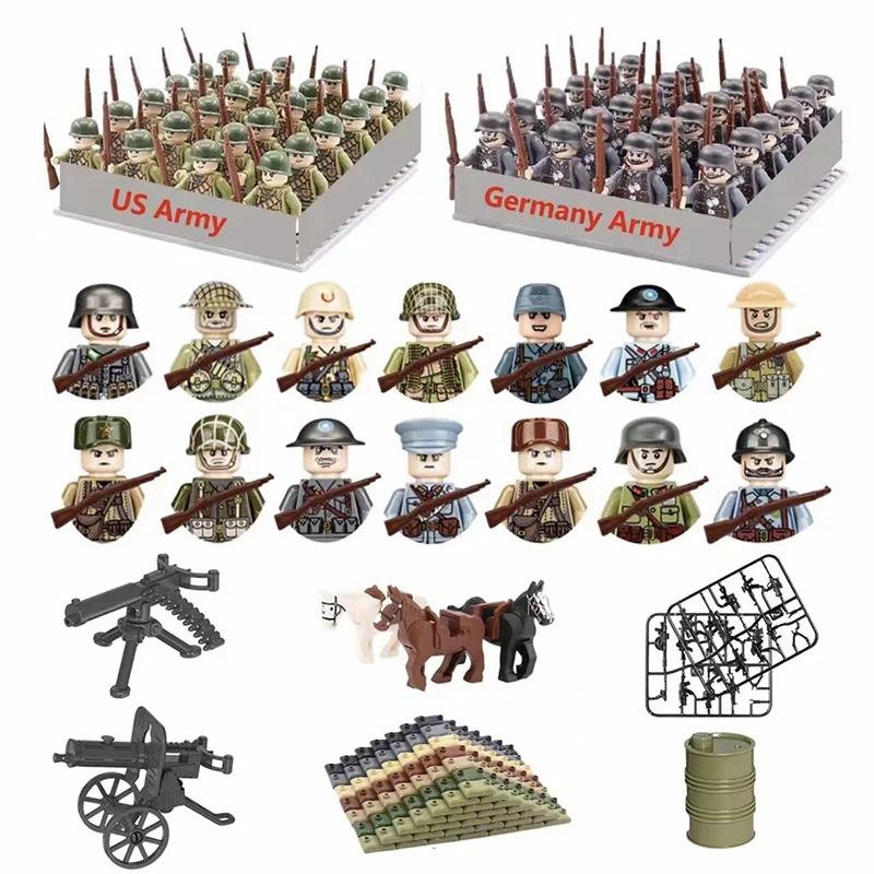 Non-Toxic 24Pcs Military Figure Ww2 Military Product Soldier Figure Building Blocks Children'S Holiday Gift Toys Gifts Funny
