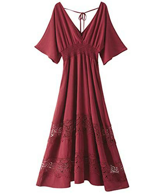 Elegant French Fashion V-Neck Lace Dress: Sexy, Waist-Cinching, Slim-Fit, Ruffled Long Skirt