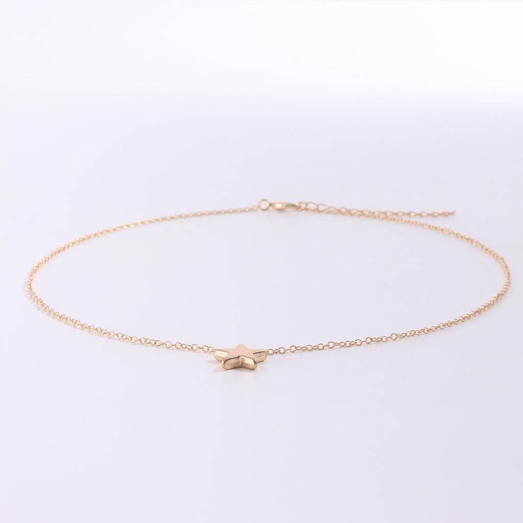 Europe, America, Fashionable Three-dimensional Smooth Five-pointed Star Pendant Necklace, Popular Temperament Simple Star Necklace