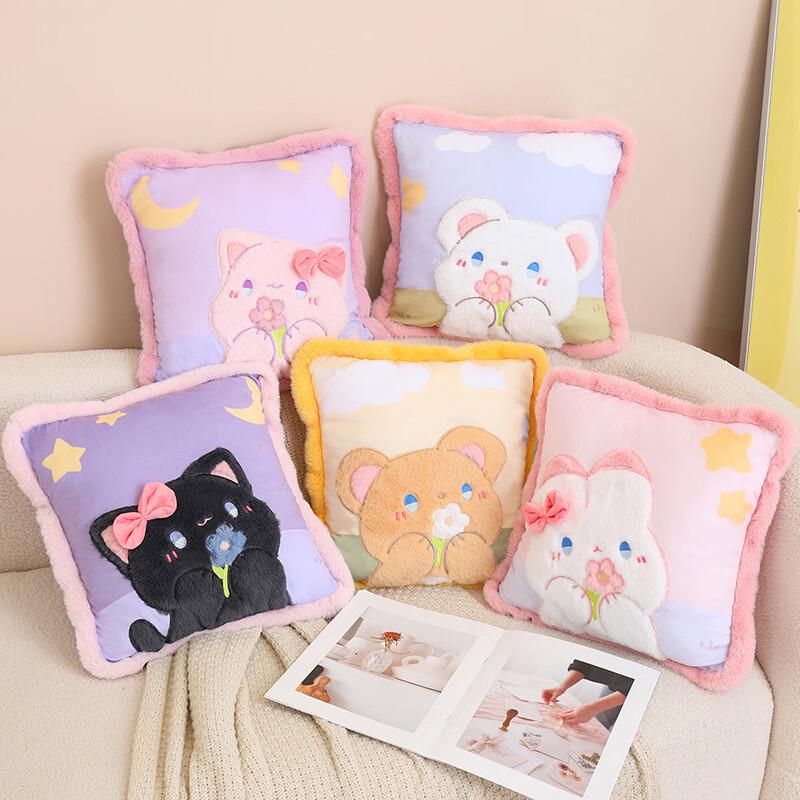Cartoon Plush Pillow Blanket Combo