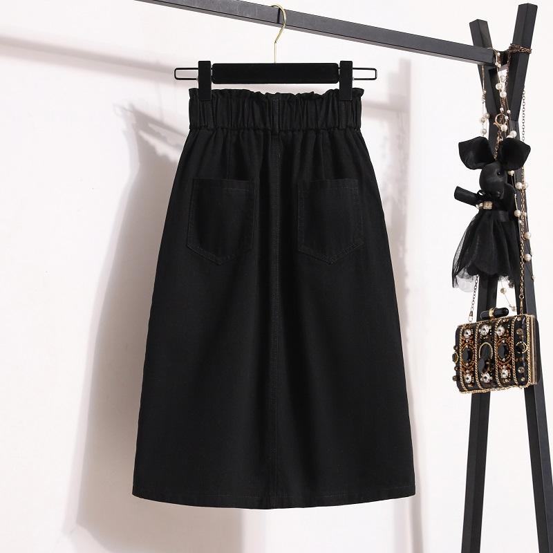 Dimanaf 2025 New Summer Buttons Skirt Women Loose Casual Black Skirt