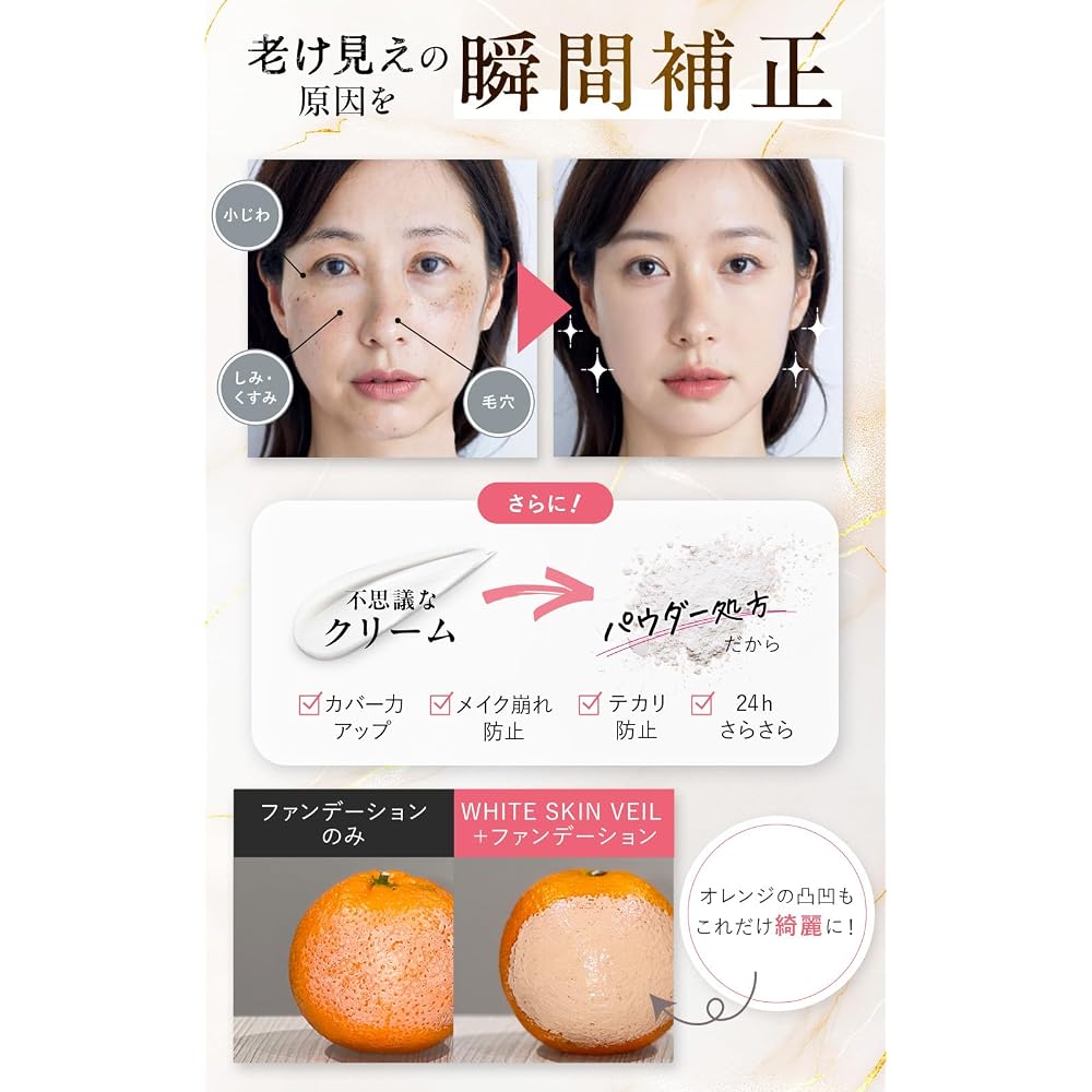 Japanese Product WHITE SKIN VEIL Pore Concealing Makeup Primer Korean Cosmetics Cream Foundation 10g