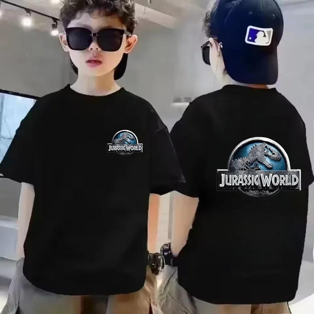 Childrens Summer Cotton TShirt Jurassic World Park Dinosaur Cartoon Print Casual TShirt Cool and Breathable Outdoor Style