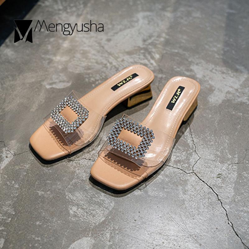 

Женские босоножки с открытым носком и прозрачной ремешком на каблуке с металлическим ремешком и ремешком на пятке. Туфли на низком каблуке. Женские тапочки. Прозрачные сандалии. 4.5 розовый