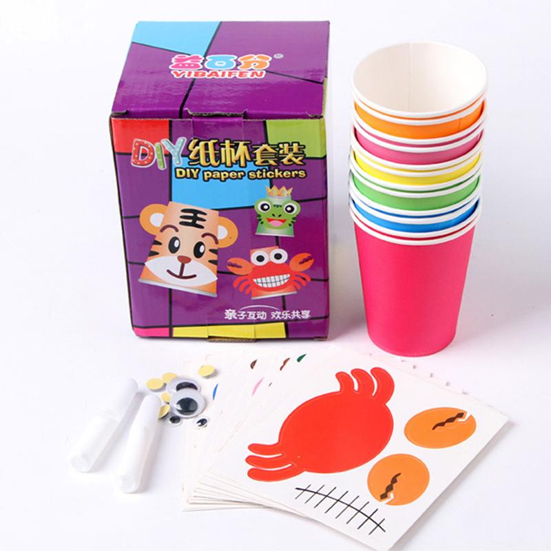 Children Paper Cups Sticker Toy 3D DIY Handmade Material Kit Whole Set Kids Kindergarten Early Childhood Education Toys TMZ
