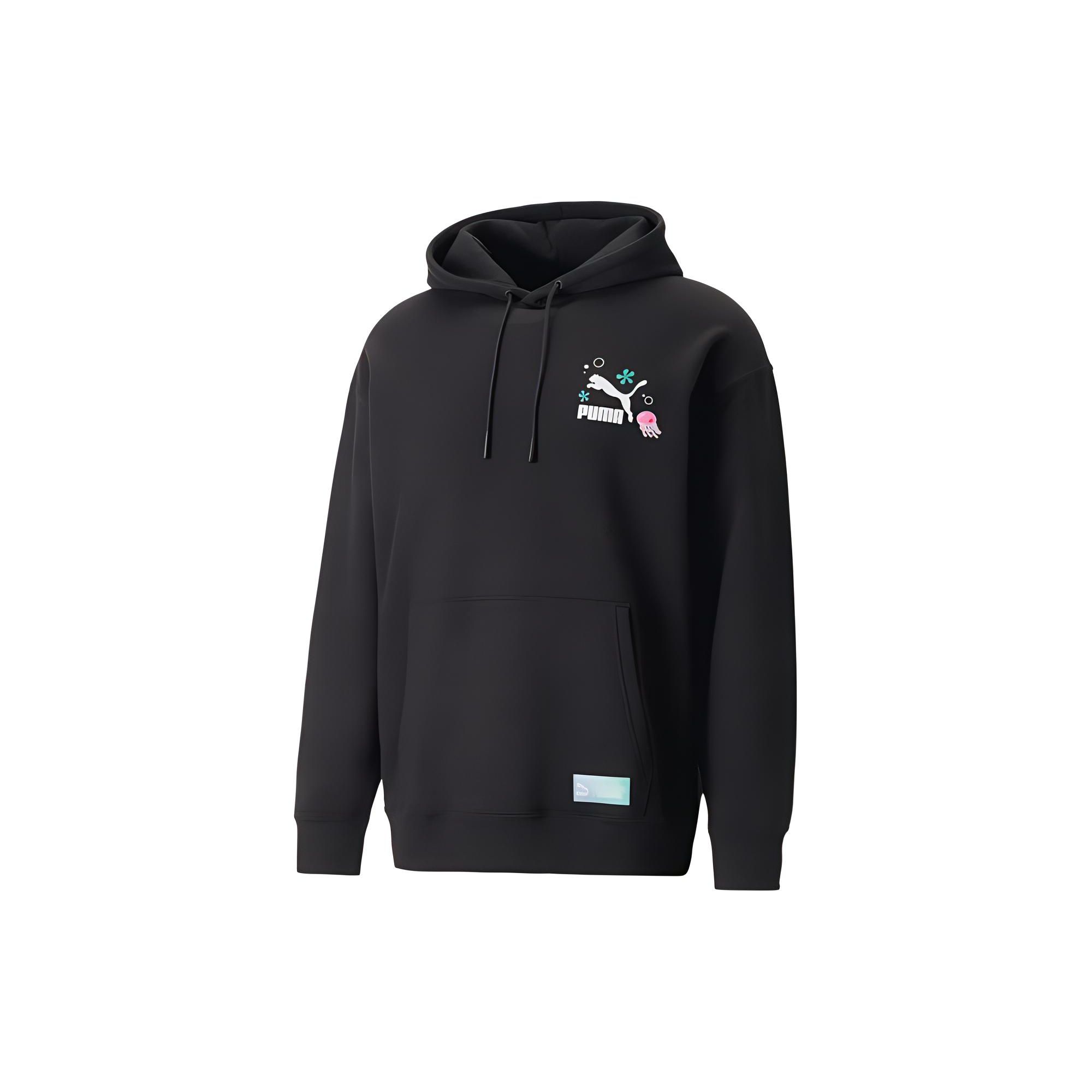 

Puma X Spongebob Logo Cartoon Print Loose Hoodie Men hoodies Black 538960-01 XS