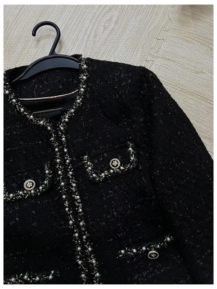 Marken-Boutique Herbst/Winter 2025 Lurex-Wolle Tweed Kurzmantel