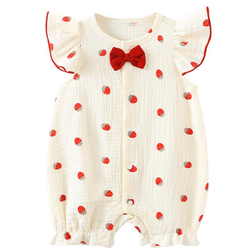 Baby Girl's Summer Lightweight Ruffle Sleeve Romper
