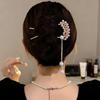 Vintage Pearl Tassel Hairpin for Women, Gold Plated Wheat Leaf Hair Stick, Elegant Chinese Style Hair Accessory for Hanfu & Daily Wear