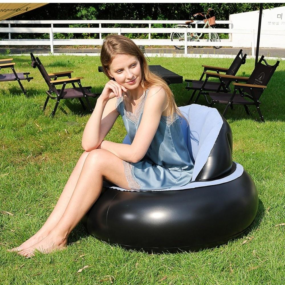 Thickened PVC Foldable Air Couch Flocked Velvet Inflatable Lounge Chair Camping Chair