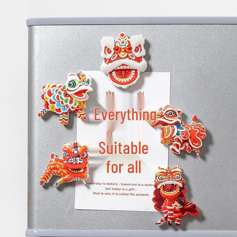 Chinesischer Cartoon Löwentanz Harz Kühlschrankmagnet - Neujahrsdekoration