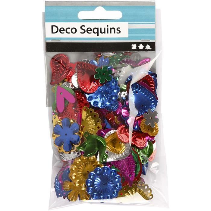Mix de petites paillettes de couleurs vives - différentes formes. Réf 522510