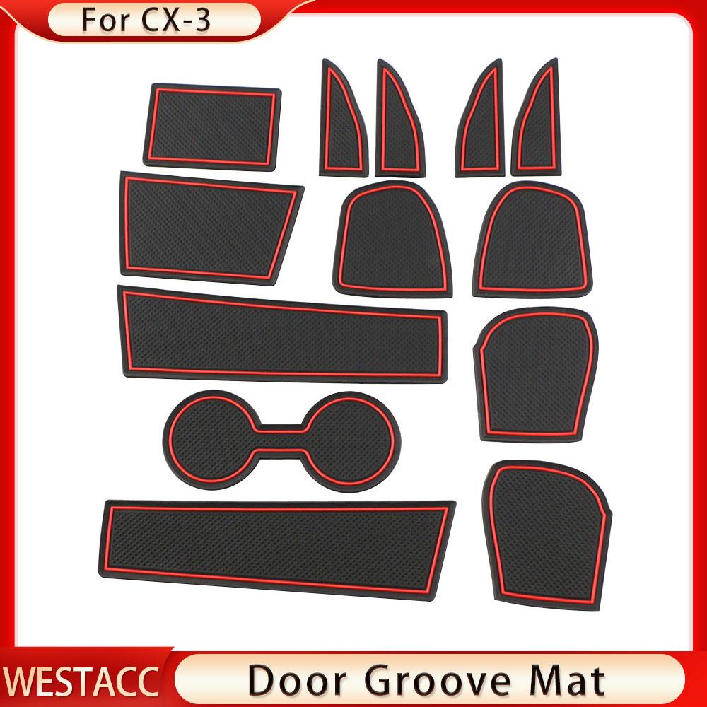 Silicon Car Door Groove Mat Anti-Slip Water Cup Pad Gate Slot Mats for Mazda CX-3 CX3 CX 3 2015 2016 2017 2018 