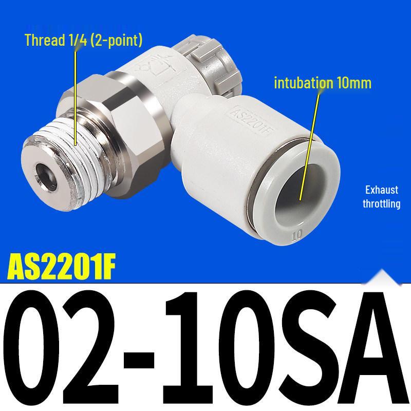 SMC AS1201F Pneumatic Speed Control Valve - Adjustable Throttle Push-Lock Fitting for Cylinder Control