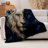 1pc Luxurious Lion King Print Plush Fleece Blanket - Blue & Golden White Lion Mane & paws, All-Season Soft Bedspread for