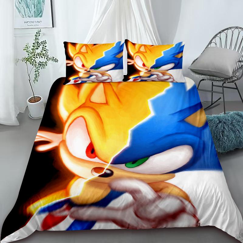 Sonic Duvet Cover for Kids Cool Bedding Set, Duvet Cover for Bedroom Decor Twin, Double, Queen,Soft and Comfortable and King