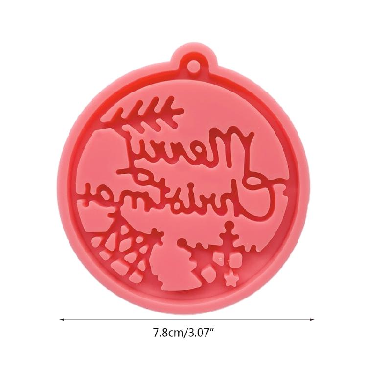 Pink Shiny Glossy Christmas Keychain Silicone Mold for Christmas Love Gift Craft