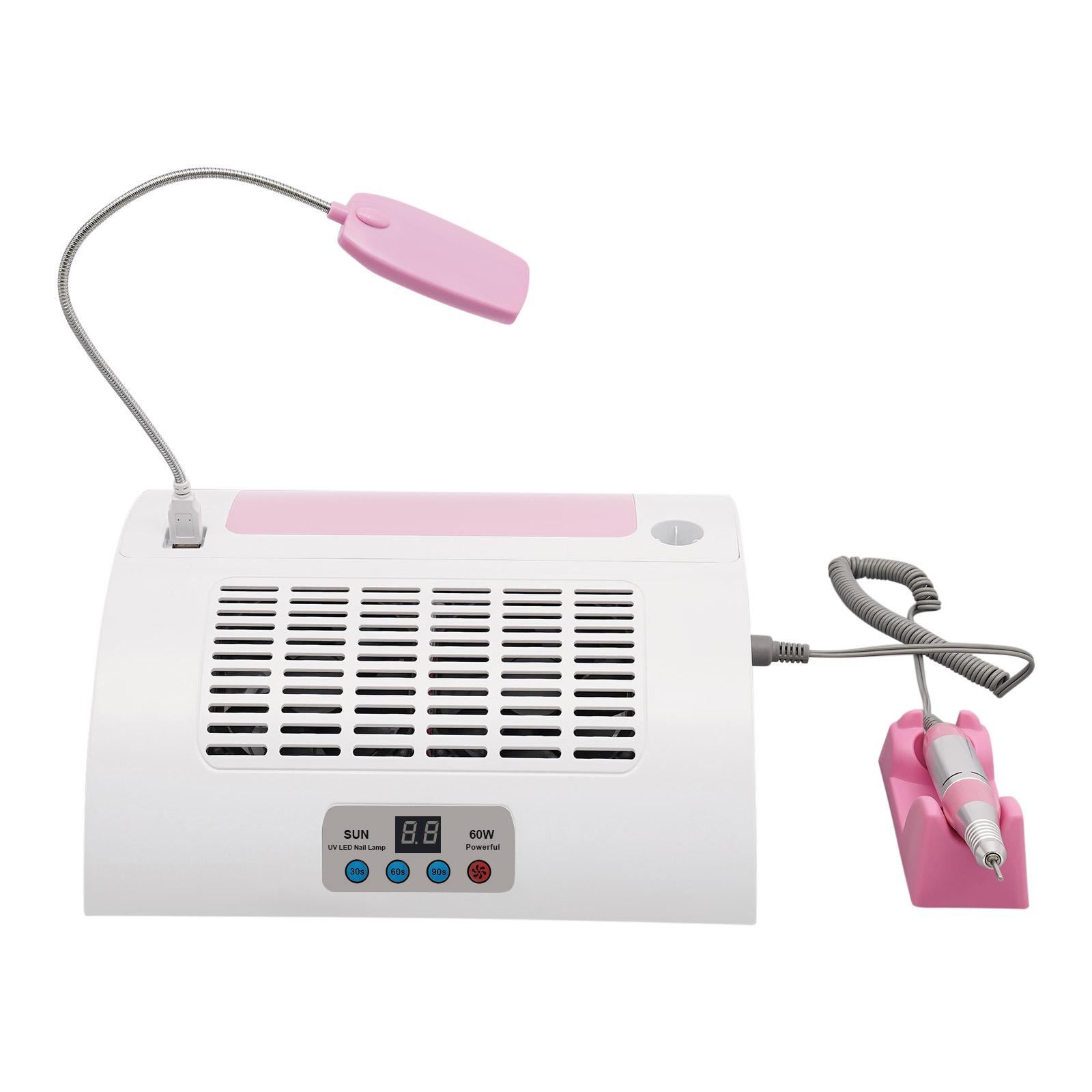 

5 in 1 Nail Lamp, Nail Dust Collector with Nail Drill Hand Rest and LED Desk Lamp, LED Nail Lamp for Gel Polish for Nail Salon рожевий