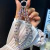 Double Chain Phone Lanyard Shiny Crystal Keychain Charm Exquisite Wrist Strap  Mobile Phone
