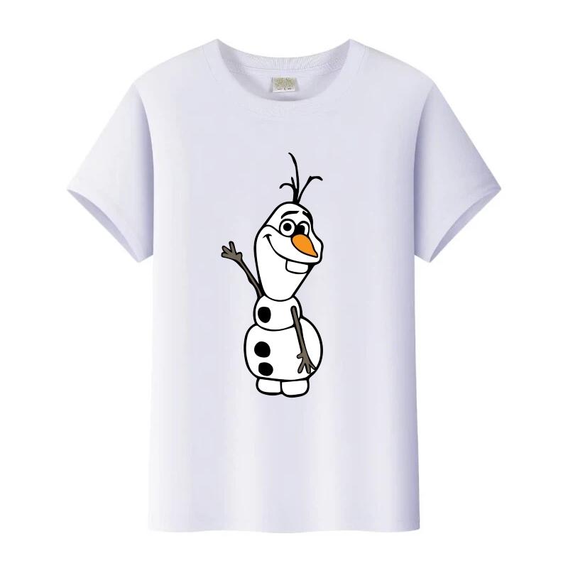 Kawaii Disney Frozen Olaf Cartoon Boy Tees Girls Loose T-shirt Harajuku Y2k Blouses Kids Tops O-Neck Tshirt Gothic Clothes