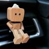 Cute Car Wood Man Shaking Wooden Man Figurine Car Decoration Small Ornaments Decor Creative Figurine Gifts for Home & Office