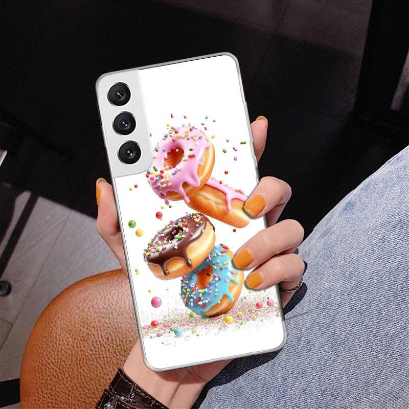 Macaron Eiscreme Kuchen Donut Handyhülle Für Samsung Galaxy S24 S25 Edge S26 Ultra S23 S22 S21 Plus S20 FE + Personalisierter Aufdruck
