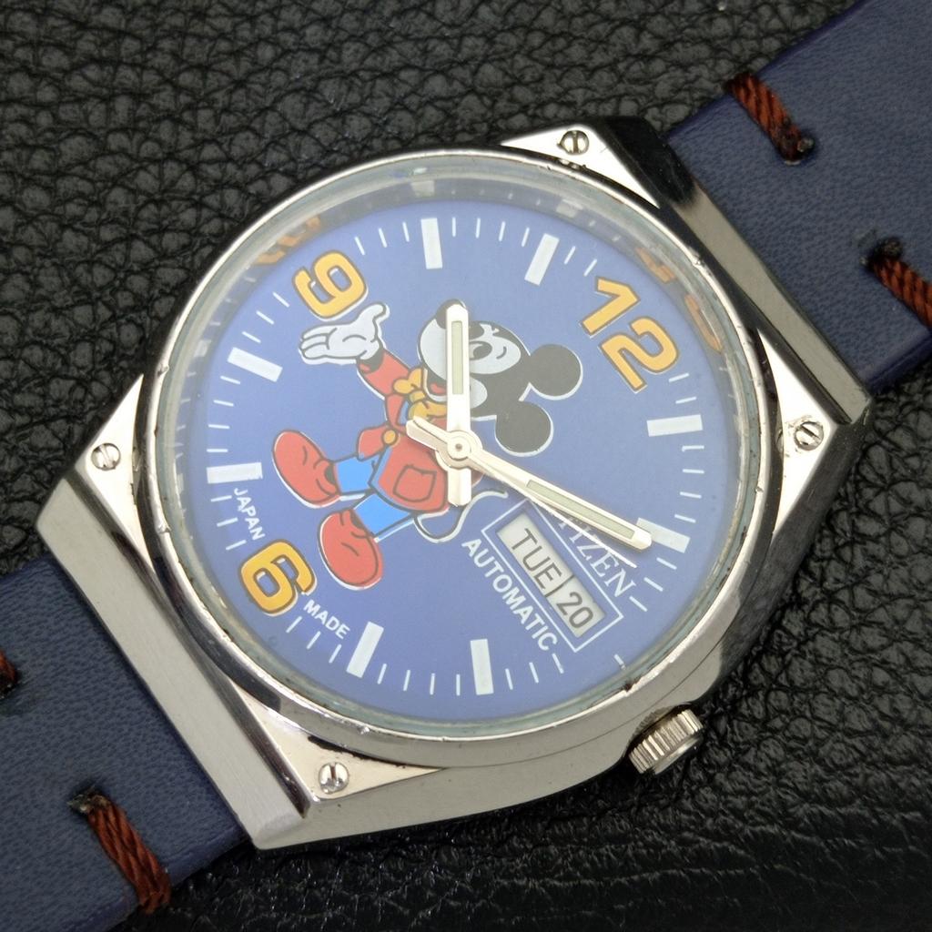 Citizen AUTOMATIC 8200 VINTAGE JAPAN MENS BLUE COLOR DIAL WATCH A500318-2 R151b-a500318