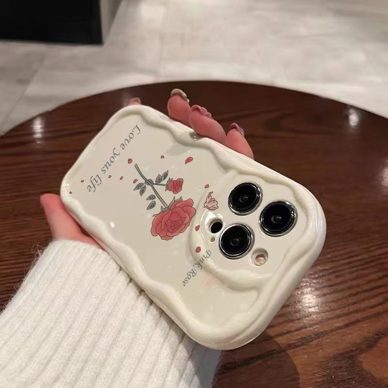 Japanese and Korean Romantic Roses Are Suitable for Iphone17pro Mobile Phone Case Apple 1514/13promax New 16.