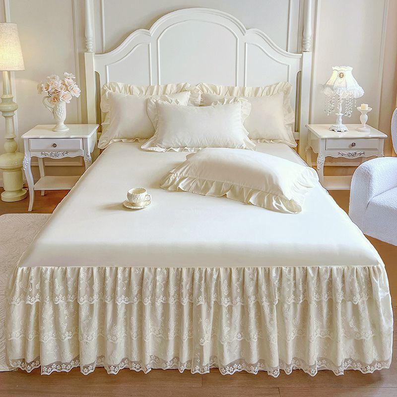 3pcs Aesthetically Pleasing Bed Skirt,Suitable for All Seasons - Hotel-Grade Mattress Protector, Perfect for Bedroom And Guest Room Decor