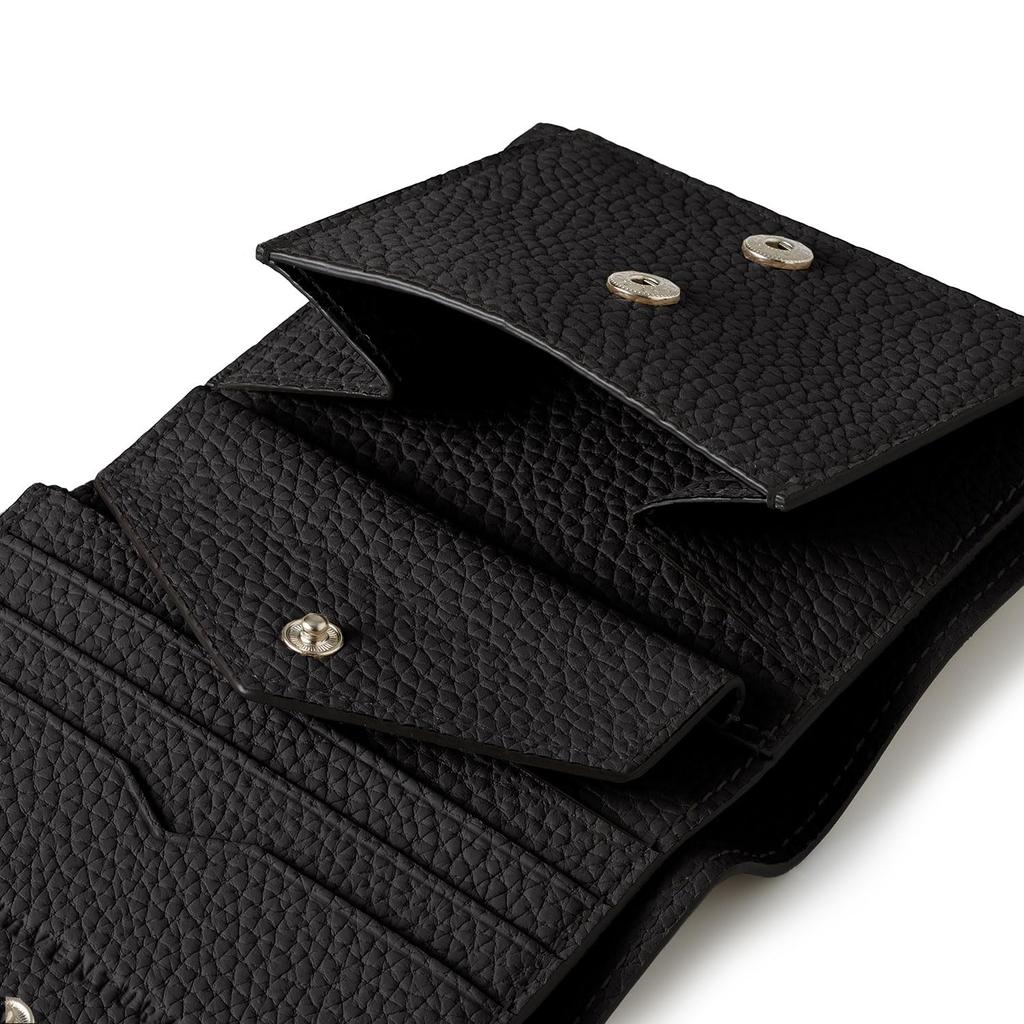BONAVENTURA All Shrink Leather Bifold Wallet [Black] Wallet, European-grade Genuine Leather, Gift, BWAT9S-BK