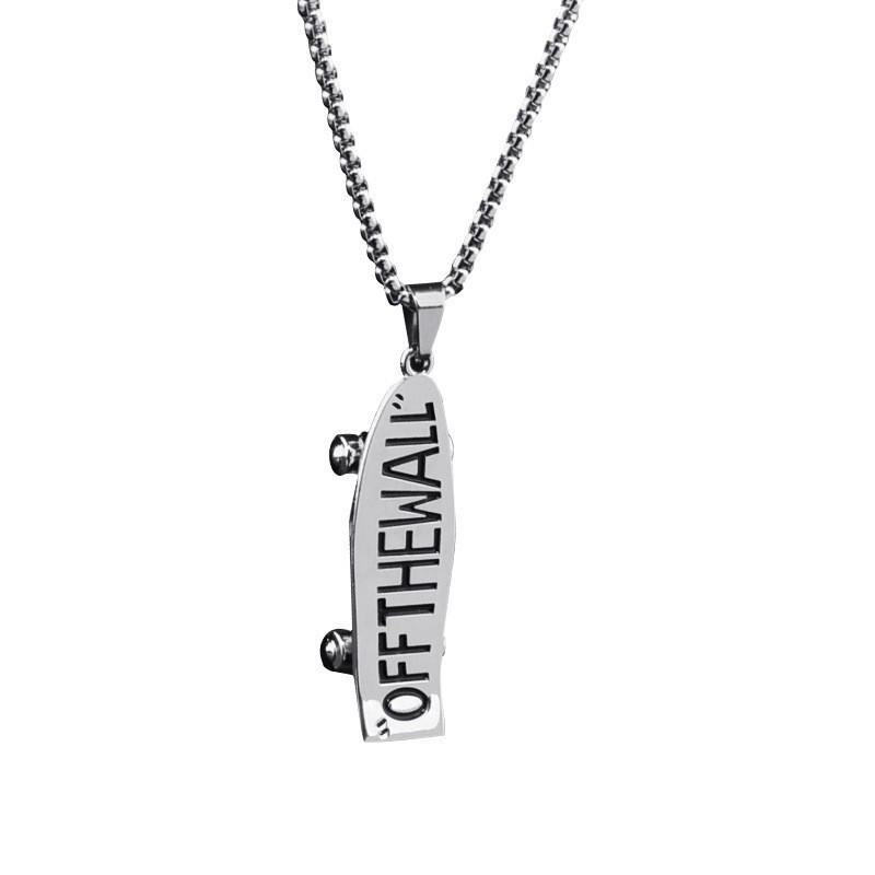 Trendy Titanium Steel Hip Hop Sweater Chain with OFFTHEWALL Letter Pendant for Men