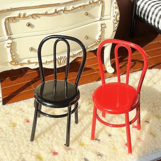 Miniature Chair, Tiny Metal Round Chair, Realistic Furniture Miniature, Mini Collectible Chair for Doll Mansion Miniature Rooms