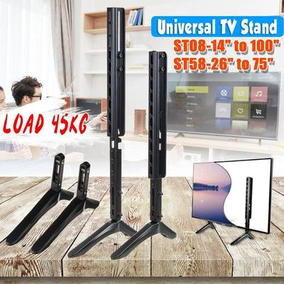 14-100 Inches Base LCD Flat Screen Table Top Pedestal Mount Iron Easy Installaation Load Up To 45KG Black Universal Table TV Stand