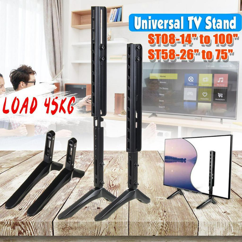 14-100 inches Base LCD Flat Screen Table Top Pedestal Mount Iron Easy Installaation Load Up to 45KG Black Universal Table TV Stand