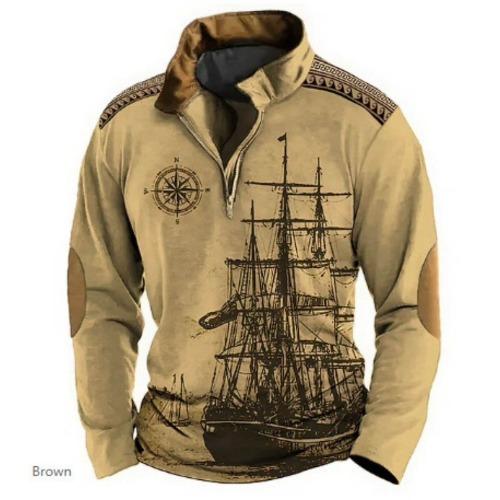 Fashion Men's Sweatshirt 3d Printed Half Zip Men's Polo Shirt