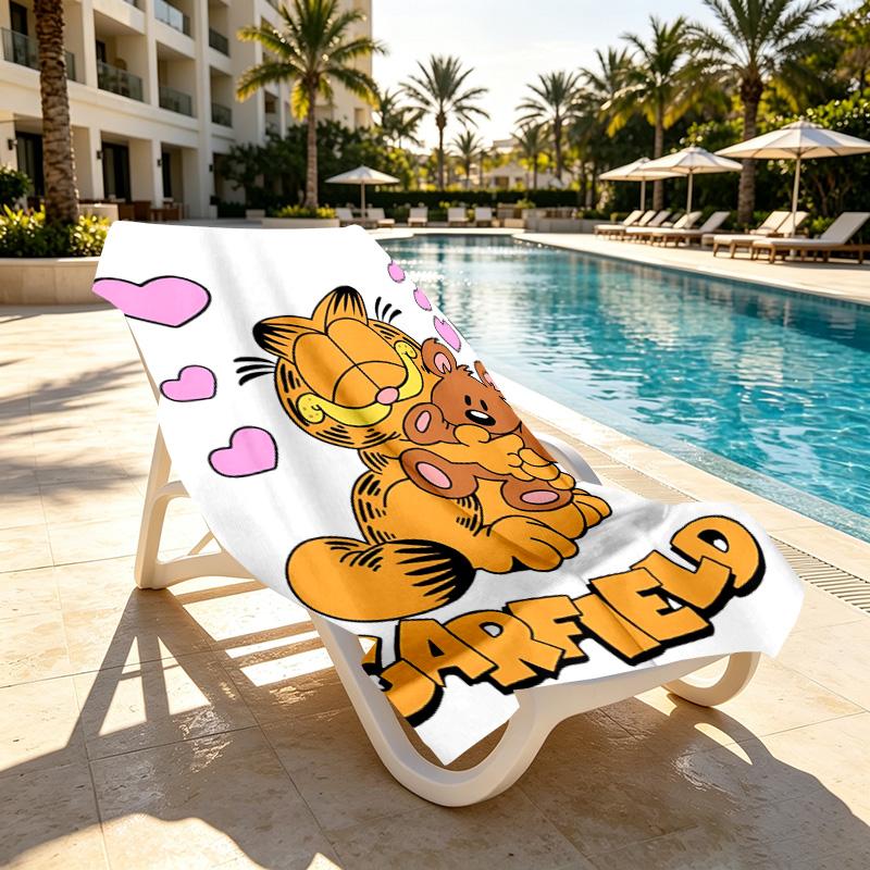 Garfield Print Beach Towel Design, Soft, Lightweight. for Home Bathroom, Spa, Pool, Yoga, Surfing, Camping, Gift for Family, Friend
